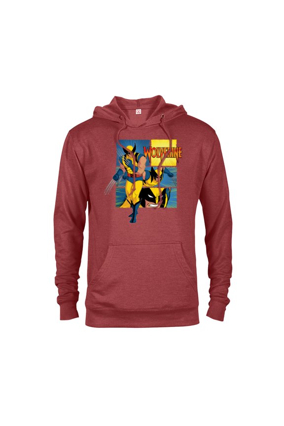 Studios X-Men ’97 Wolverine Claws Logo Action Panels- Pullover Hoodie for Adults - Customized-Red