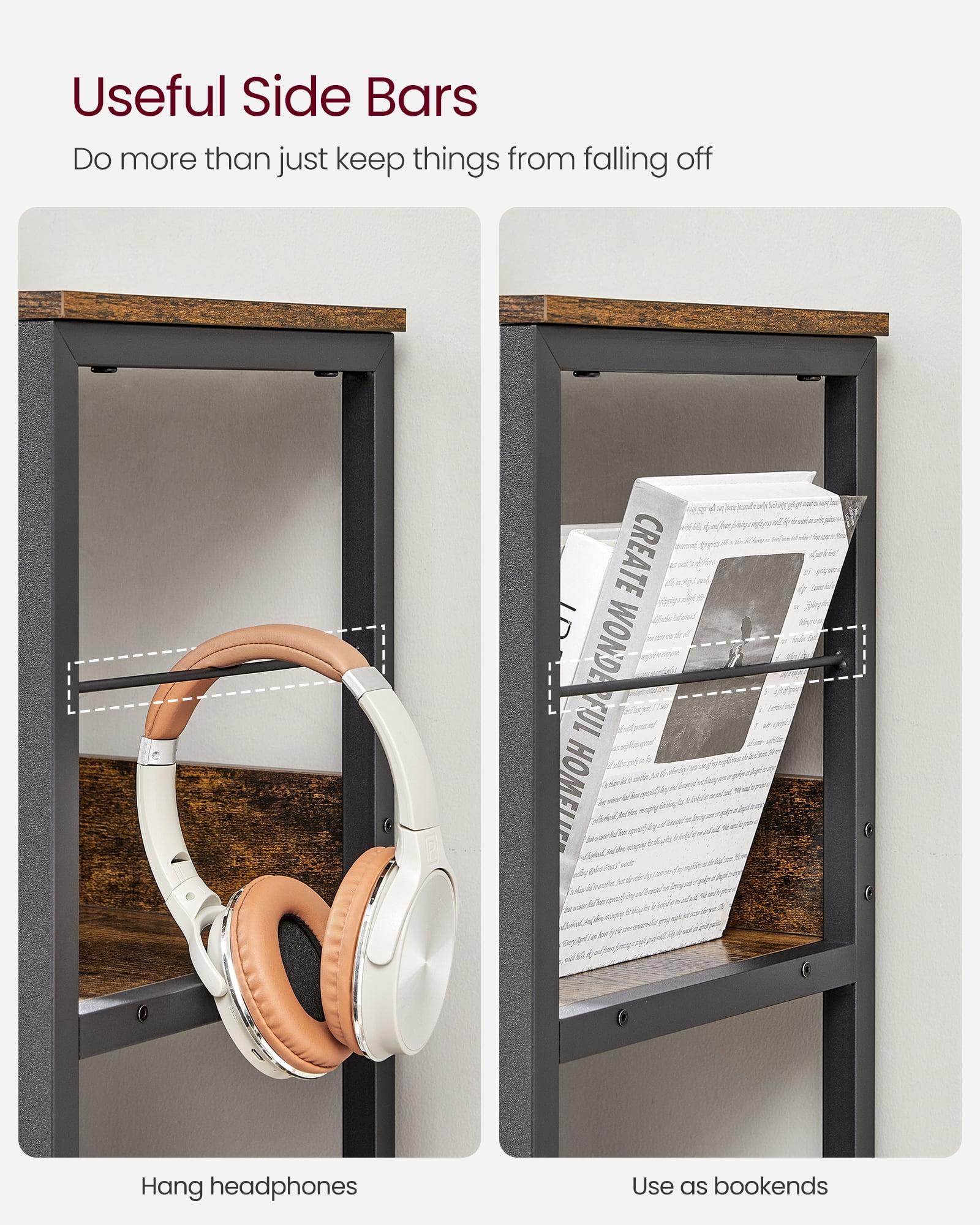 Bookshelf, Bookcase, 9 Cubes Storage Organizer, Industrial Open Display Shelf, for Bedroom, Office
