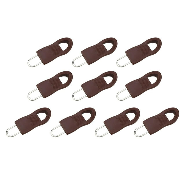 Abbracc 10Pcs Detachable Zip Fixer Zipper Tags Repair Pull Tab Brown 2.5x1.5cm