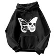 thumbnail image 4 of RUTAYY Women's Hoodies Butterfly Print Casual Loose Fit Long Sleeve with Drawstring Pockets Pullover Streetwear Autumn Outerwear Hooded Sweatshirt Black, 4 of 4
