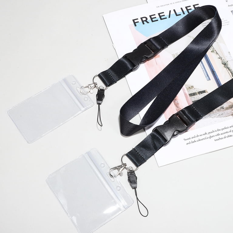 CIMAXIC 1Set Black Work Id Badge Holder with Reusable PVC Card Clip for ...