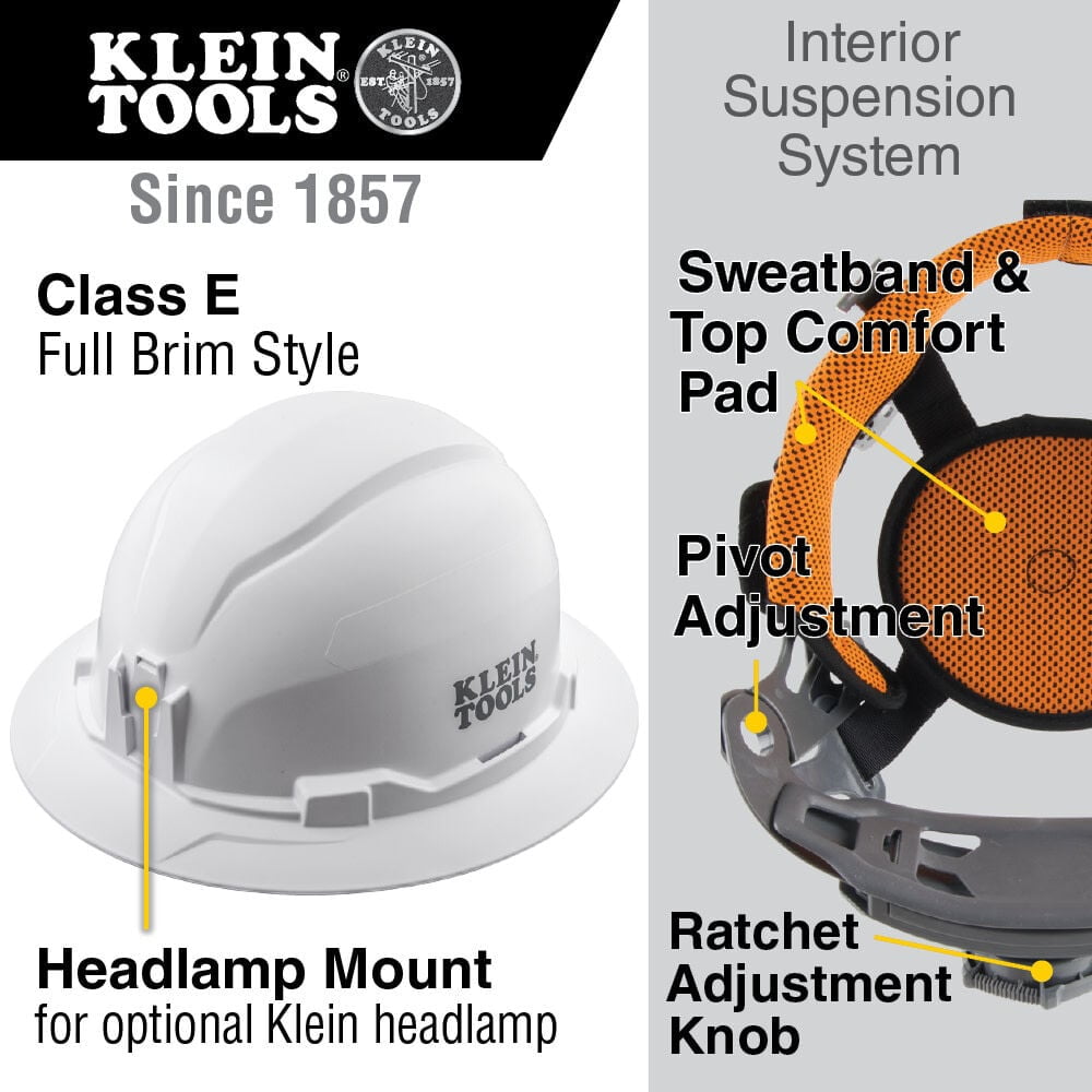Klein Tools Full Brim Style Non-Vented Hard Hat Hi Vis Lime