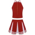 thumbnail image 2 of TiaoBug Kids Girls Cheerleading Dress Outfits Sleeveless Zipper Crop Top with Pleated Skirt School Uniform Set Wine Red 10, 2 of 5