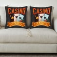 thumbnail image 3 of Set of 2 Casino-Themed Throw Pillow Covers 18x18in - Bold ' CASINO ' Design with Playing Cards Chips for Couch Bed Car, 3 of 8