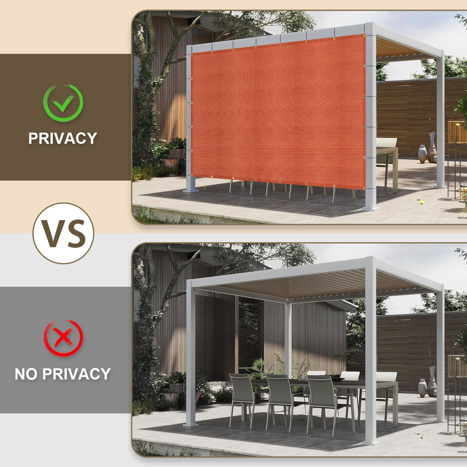 LOVE STORY Custom Size 8'x9' Terra Red Sun Shade Cloth with Grommets Pergola Shade Cover 95% UV Protection for Outdoor