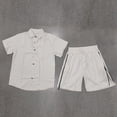 thumbnail image 4 of Xdegoge Mens 2 Piece Outfits Linen Short Sleeve Set Button Down Shirt and Shorts with Zipper Pockets Drawstring Summer Beach Casual Fashion Sets, 4 of 8