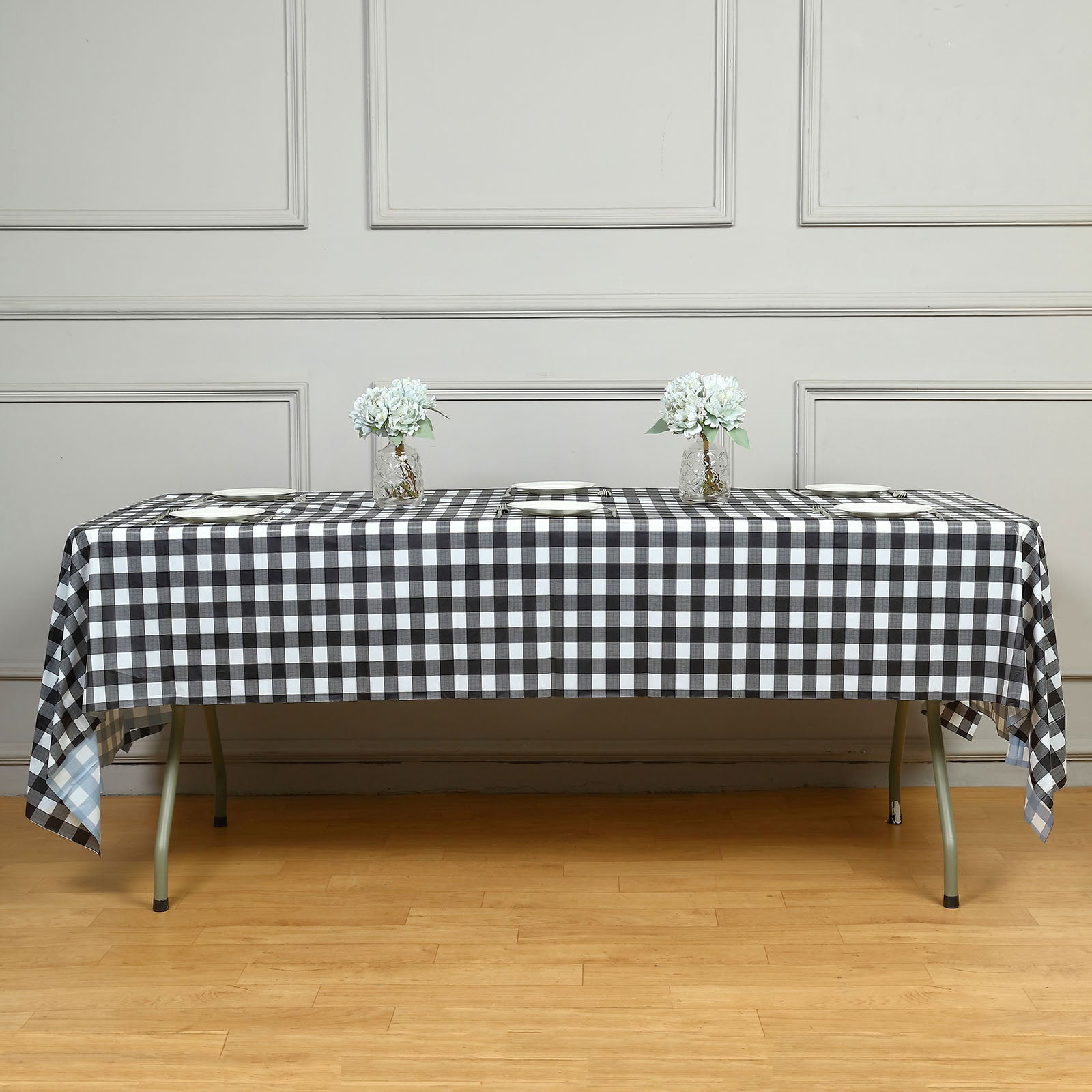 Efavormart Buffalo Plaid Tablecloth 54" x 108" White/Black