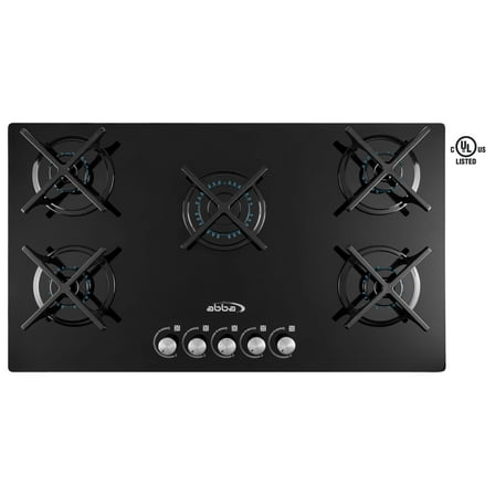 Gas On Glass Cooktop with Sealed Burners, Tempered Glass Table with 1 Ultra Fast Burner, Easy to Clean, 36 in , Abba Appliances