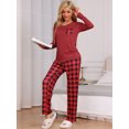thumbnail image 2 of DARING DIVA Women's Soft Long Sleeve Plaid Pajama Set with Pockets L Red, 2 of 6