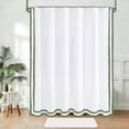 thumbnail image 2 of FRAMICS Sage Green Scalloped Shower Curtain Sets with Rug, 14 Piece Fabric Bathroom Sets with Hooks, Heavy-Duty Slub Textured & Waterproof, 72" x 72", 2 of 10