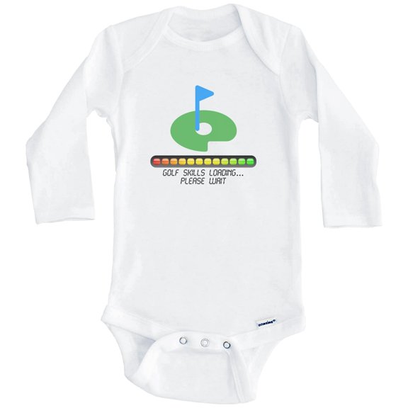 Golf Skills Loading Please Wait Funny One Piece Baby Bodysuit (Long Sleeve), 0-3 Months White