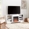 thumbnail image 2 of SESSLIFE Fireplace TV Stand, 58" LED Light Entertainment Center with Adjustable Flame Fireplace, Power Outlets & Shelves, Remote & App Control, TV Stand with Fireplace for Living Room, White, 2 of 9