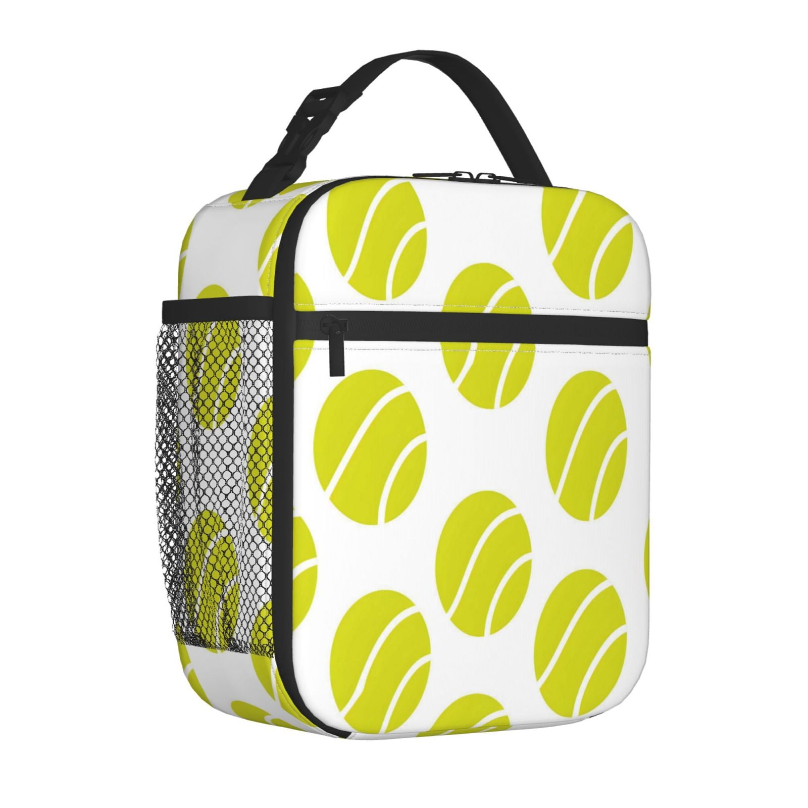 Lunch Bag For Women Men Insulated Portable Lunch Box Bento Box Office Picnic Travel Cooler Bag Seamless Pattern Tennis Theme