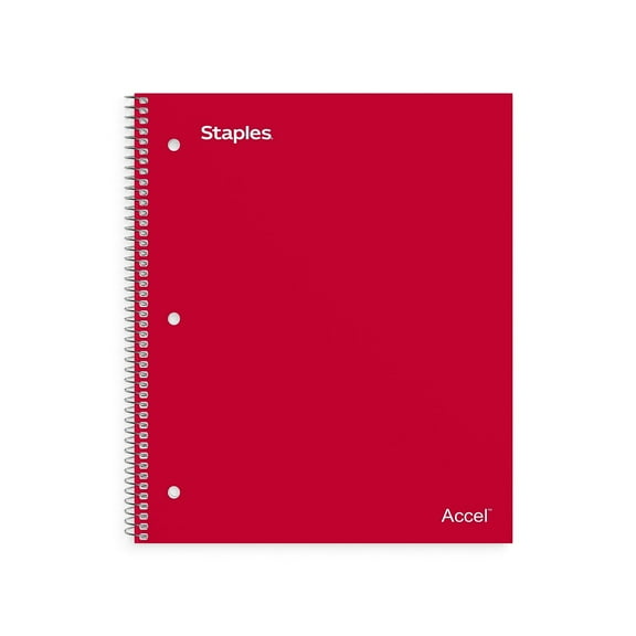 Staples Premium 2-Subject Notebook 8.5" x 11" College Ruled 120 Sheets Red 3/Pack ST58312DVS