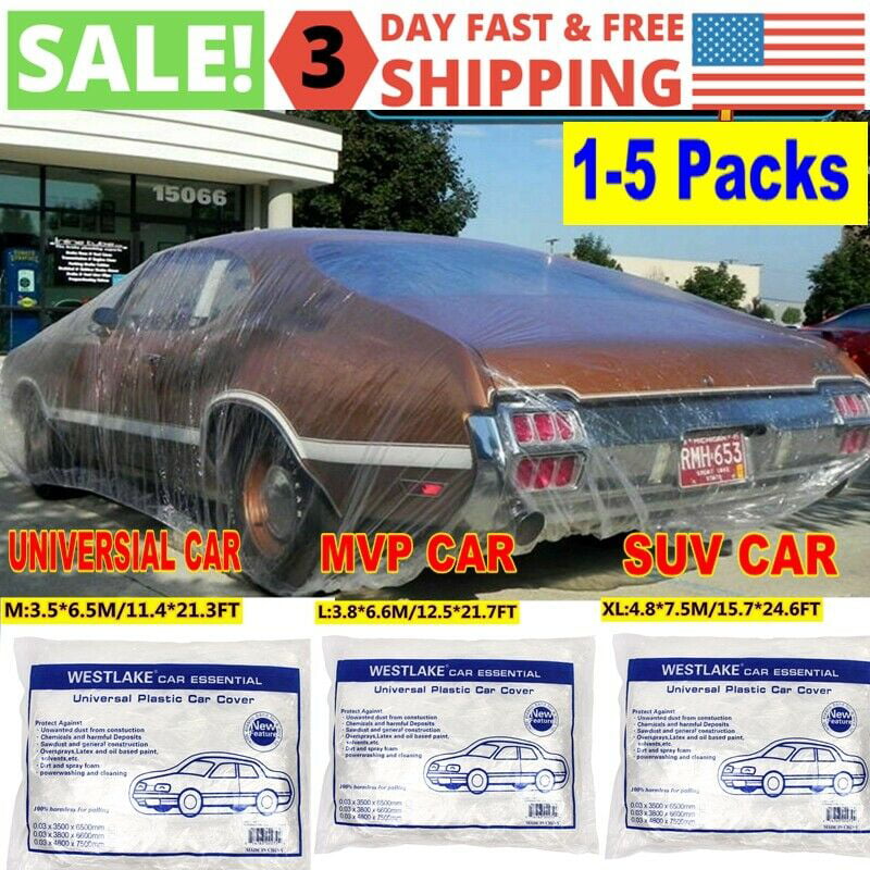 Universal Car SUV Body Rain Dust Snow Garage Cover Plastic Temporary Disposable