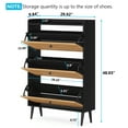 thumbnail image 4 of Narrow Shoe Storage Cabinet with 3 Flip-Drawers, Entryway Free Standing Shoe Rack Organizer for Hallway, Closet, Oak/ Black, 4 of 7
