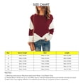 thumbnail image 4 of Women Knitted Top Crewneck Dropped Shoulder Sleeves Color Splicing Casual Knit Pullover Sweater for Spring Autumn Winter Wine Red M, 4 of 5