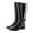 Black, variant on Fesfesfes Wide Calf Boots For Women Rain Shoes Fashion Plastic Low Heel Locomotive Hasp High US:7(39)