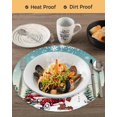 thumbnail image 3 of 13 Inch Round Placemats Set of 4, Teal Christmas Snowman Non Slip Heat Insulation PP Table Mats, Xmas Truck Tree Snowflake Washable Place Mats for Kitchen Dining Party Table Decor, 3 of 7