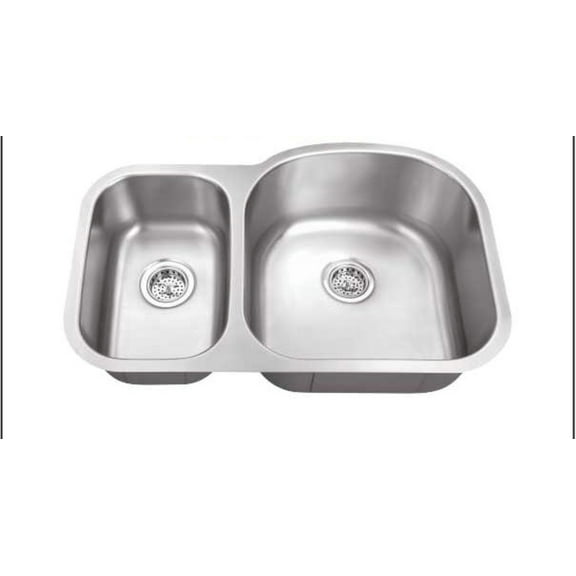 Vuzati 31.5" X 20.5" Undermount Double Bowl (30/70) Stainless Steel Kitchen Sink