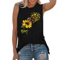 thumbnail image 2 of Mujeres camisetas sin mangas Dressy Casual Camiseta sin mangas Camiseta sin mangas con cuello redondo Chaleco estampado Blusa Tops Top Casual Blusa de mujer (Black, XL), 2 of 6
