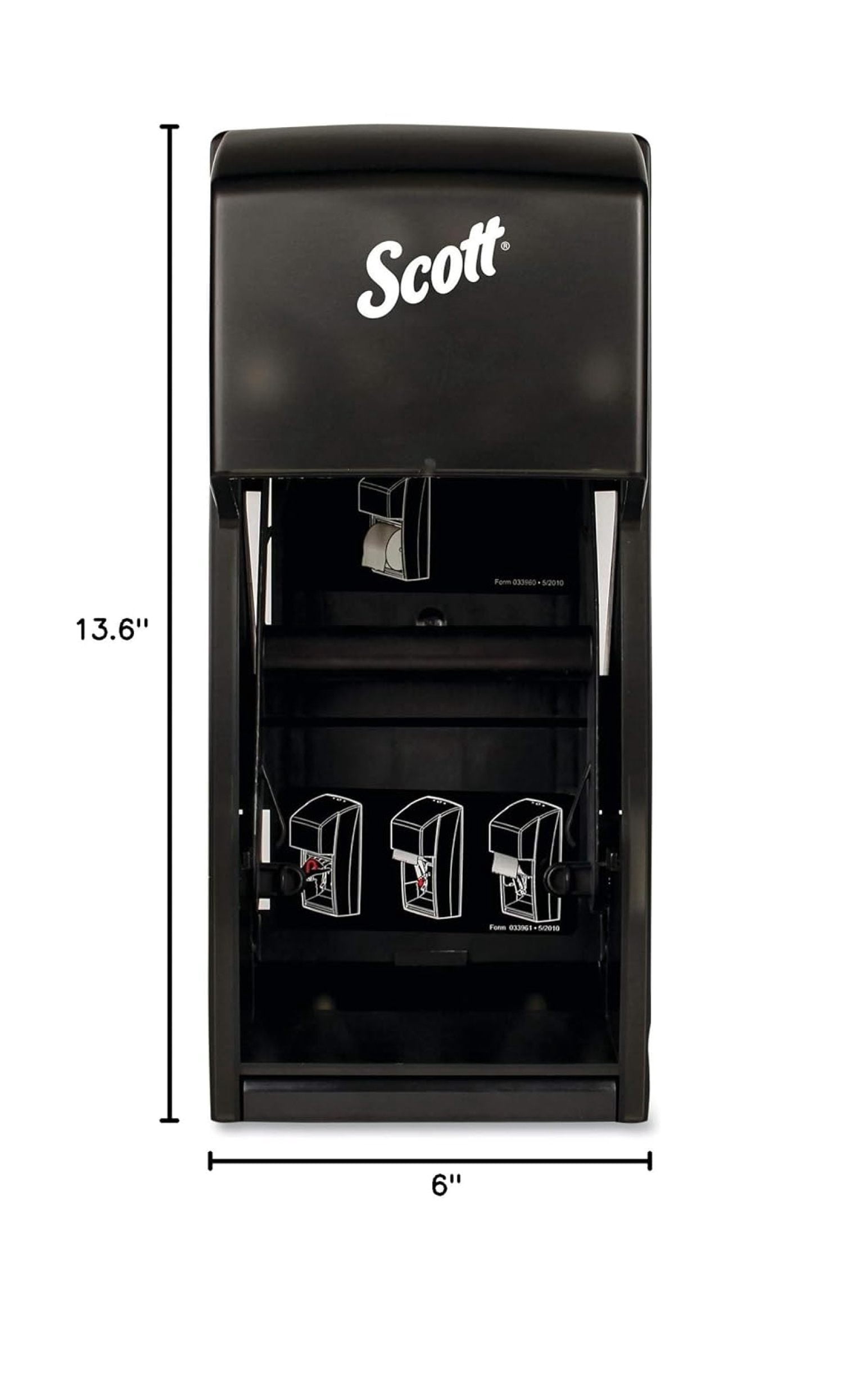 Toilet Paper Dispenser Dual Roll Black - Wall Mounted Bathroom Tissue Holder - Standard & Coreless Rolls - ADA Compliant - Commercial & Home Use - 6.0"x13.6"x6.6"