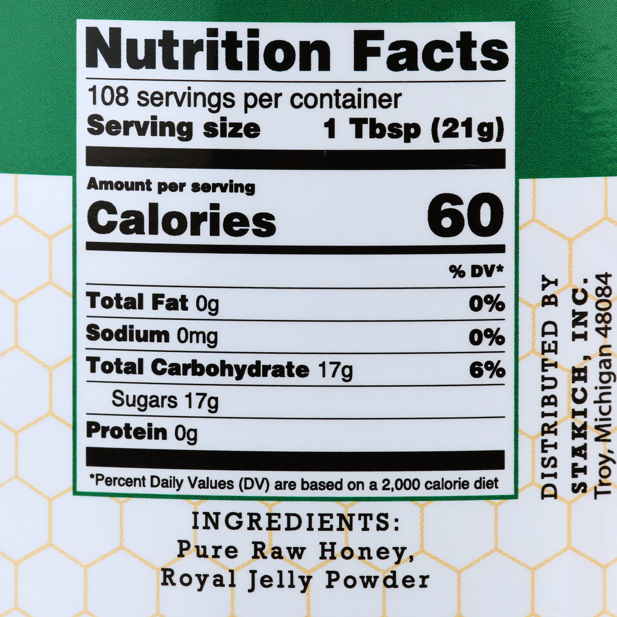 Stakich Royal Jelly Enriched Raw Honey, 5 Pound
