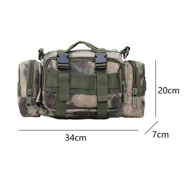 Bolsa De Hombro Riñonera deportiva de tela Oxford 600D para cámaras para acampar (camuflaje de ruinas verdes) Ndcxsfigh Para Estrenar