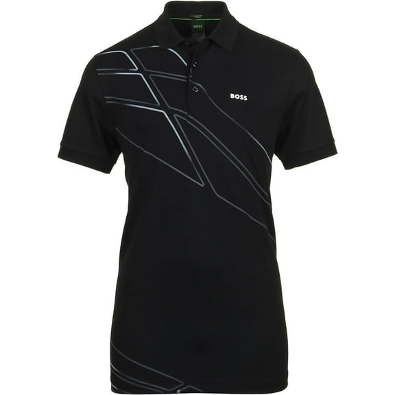 Hugo Boss Men's Paddy 3 Short Sleeve Polo with Graphic Print, Black, Large