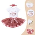 thumbnail image 5 of IBTOM CASTLE Infant Baby Girls 1st Birthday Outfits Short Sleeve Romper + Tutu Skirt + Headband 3PCS Set for Cake Smash Photoshoot 1 Year Dusty Pink & Onederful, 5 of 8