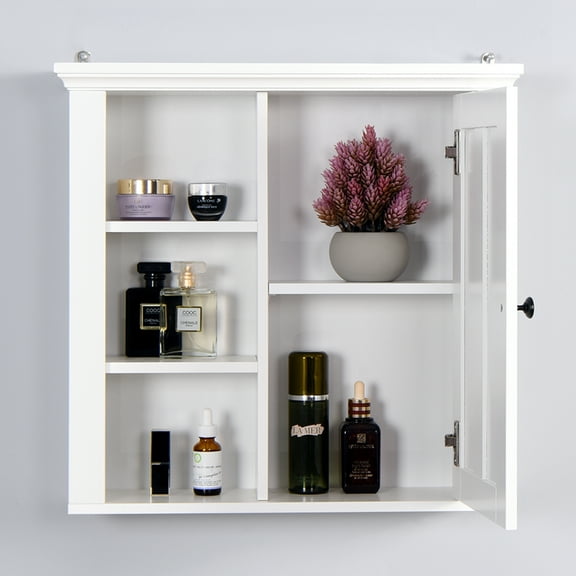 Winado Bathroom Wall Cabinet Kitchen Medicine Storage Cabinet with Door and Shelves, 20.86x5.71x20 inch, White
