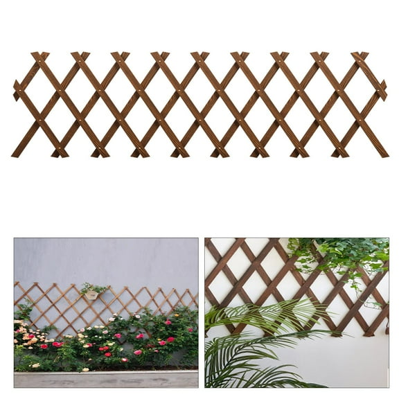 Expandable Garden Trellis for Climbing Plants, 13.4 x 60 Inch Wooden Lattice Fence Panel, Outdoor Plant Support for Vine Ivy Rose Cucumbers Clematis, Brown