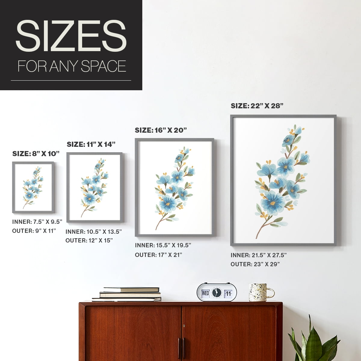 Wildflower Sprig II Framed Print - Solid Wood in Single Picture Frame Solid Wood 2 Framed Print