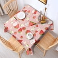 thumbnail image 2 of Red Strawberry Plants Fruit Cat Flower Pink Pattern Square Tablecloth,Waterproof Square Table Cover,Wipeable Spillproof Washable Table Cover for Home Kitchen Party Decor 60"x60"(152x152cm), 2 of 6