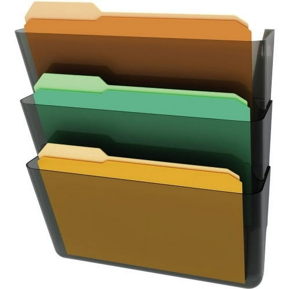 Deflecto Stackable DocuPocket Set 3 Pocket(s) - 14" Height x 13" Width x 4" Depth - Smoke - 3 / Set