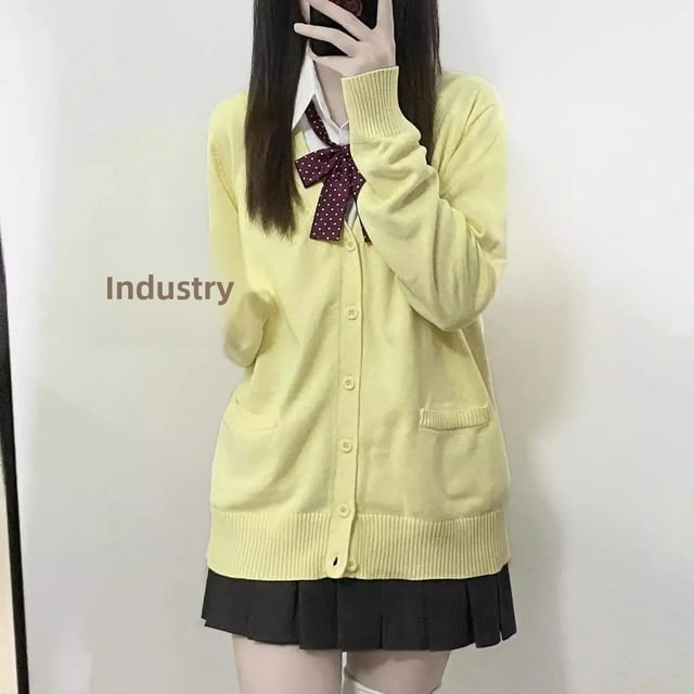 Japanese JK Uniform Cardigan Knit Sweater Long Sleeve Preppy Style Soft Comfortable Fall Winter
