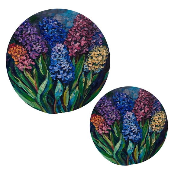 Color Hyacinths Flower Pot Holders Trivets Set of 2 Cotton Hot Pads Mats for Hot Dishes Pots Pans Kitchen Cooking 7" 9.5"