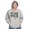 thumbnail image 4 of Game Needs Me PC Gamer Nerdy Geeky Unisex Fleece Graphic Zip Up Hoodie Brisco Brands 5X, 4 of 5