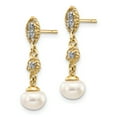 thumbnail image 2 of 14k w/Rhodium 6-7mm Semi-round Freshwater Cultured Pearl .02ct Diamond Earrings 14k Yellow Gold Earrings, 2 of 3