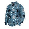 thumbnail image 2 of Domuza Mens Halloween Shirt Casual Long Sleeve Funny Novelty Print Polo Shirts Vintage Regular Fit Button Down Collared Blouse Yellow L, 2 of 5