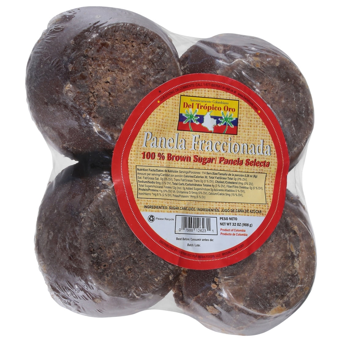 (4 pack) Iberia Del Tropico Oro 100% Brown Sugar, 32 oz