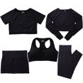 thumbnail image 1 of Ropa de yoga de cinco piezas, pantalones ajustados de cintura alta con tiburón, pantalones cortos, ropa de entrenamiento, traje al aire libre, 1 of 6