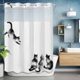 thumbnail image 6 of No Hook Shower Curtains with Detachable Snap-in Liner Set, Black White Cat Waterproof Hotel Style Bathroom Shower Curtain, Retro Art Animals Breathable Mesh Top Window Bath Curtains 72''x84'', 6 of 9