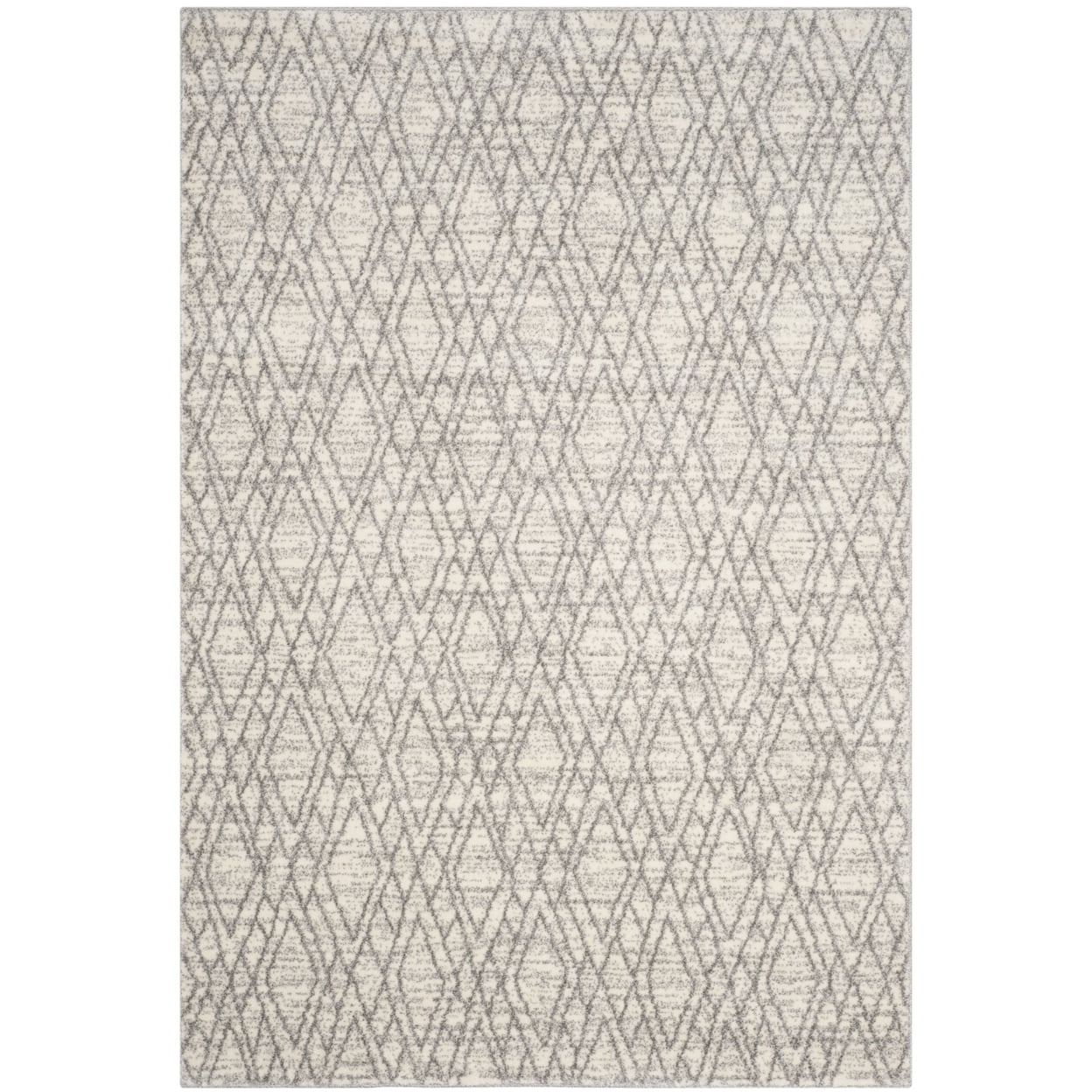 SAFAVIEH Tunisia Jayna Geometric Runner Rug, Ivory/Light Grey, 2'3" x 8'