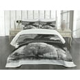 thumbnail image 3 of Ambesonne Black and White Quilted Bedspread Set 3 Pcs, Eiffel Tower View, King Size, Blue Grey, 3 of 5