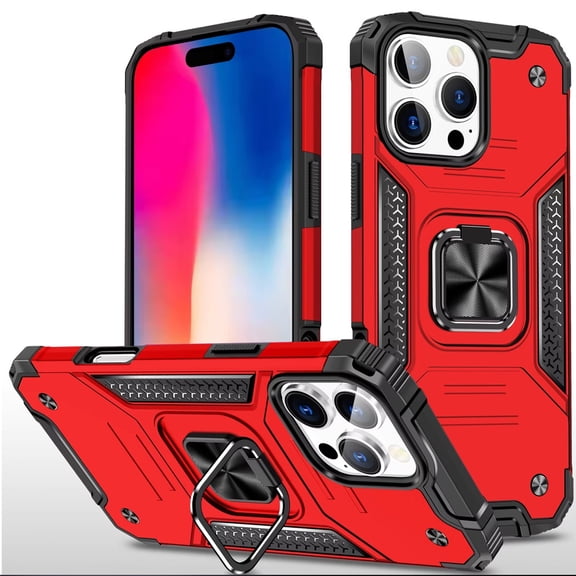 For iPhone 16 Pro 6.3in Case Rugged Magnetic Stand Shockproof Tempered Glass