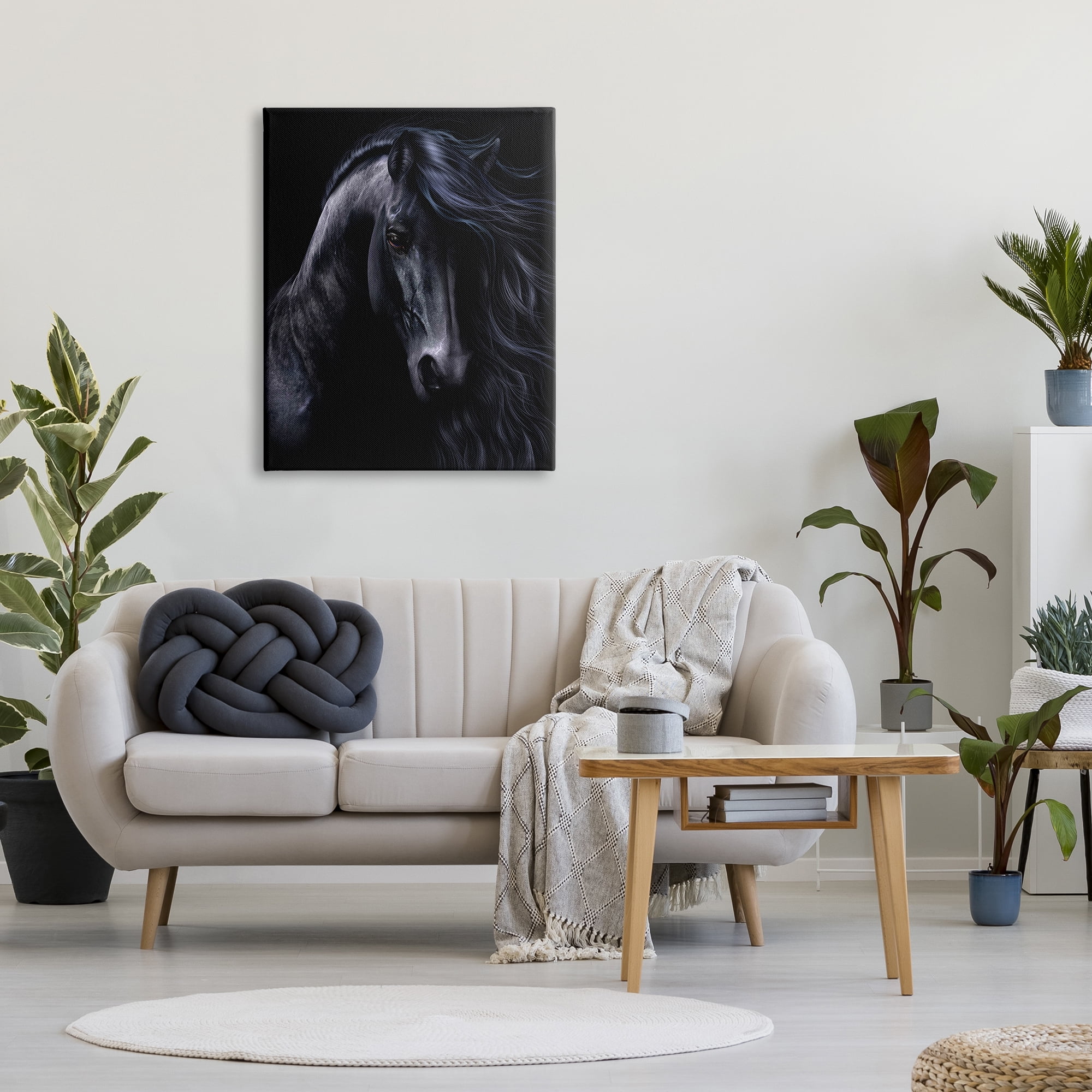 Stupell Industries Black Stallion Portrait Animals & Insects Photography Gallery Wrapped Canvas Art Print Wall Art, 30 x 40