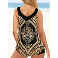 thumbnail image 4 of Women Plus Size Print Bowknot Set Two-Piece Swimsuit Swimwear Shorts, 4 of 4
