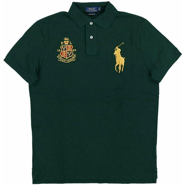 New Polo Ralph Lauren Mens Green Crest Custom Fit Big Pony Polo Shirt ...