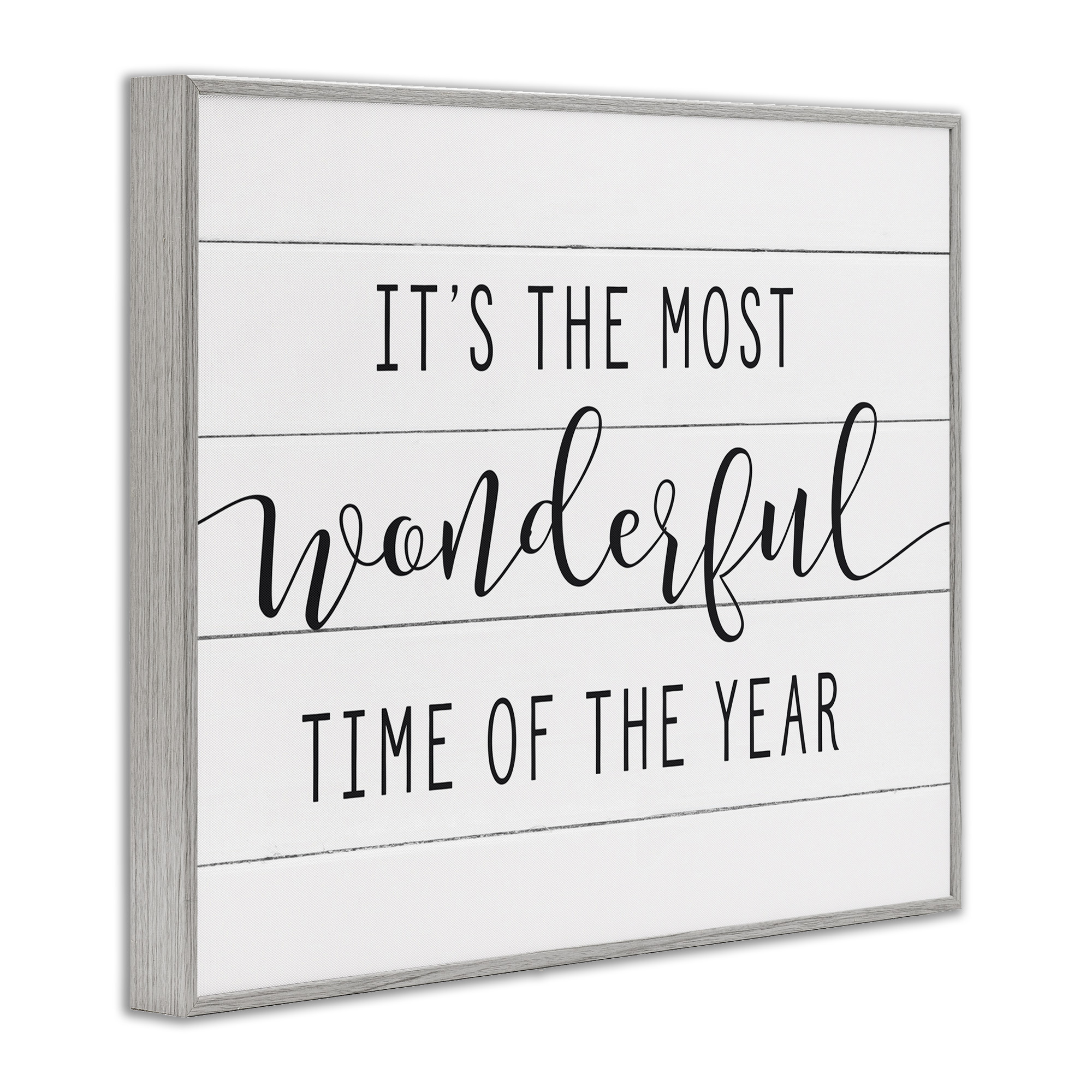 Stupell Industries Most Wonderful Time Rustic Chic Holiday Painting Gray Framed Art Print Wall Art, 30 x 24